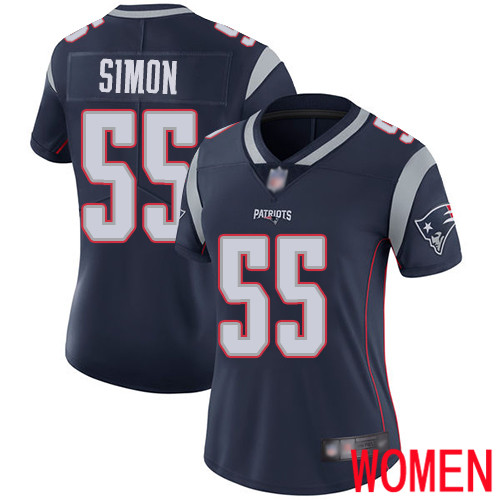 New England Patriots Football 55 Vapor Limited Navy Blue Women John Simon Home NFL Jersey